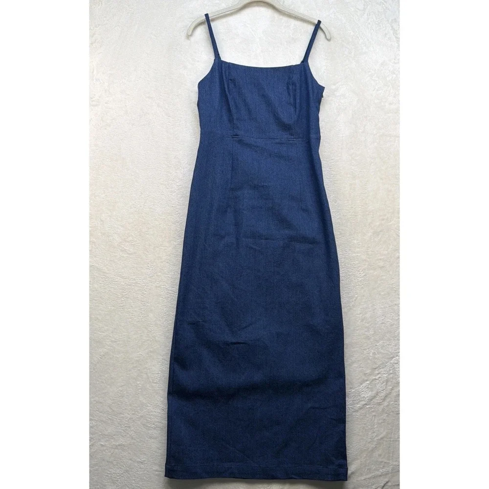 Jason Wu Collection Blue Denim Look Midi‎ Slip Dress Minimalist Womens Small